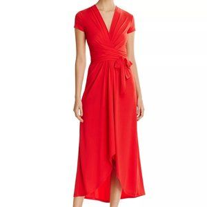 High-Low Faux-Wrap Dress